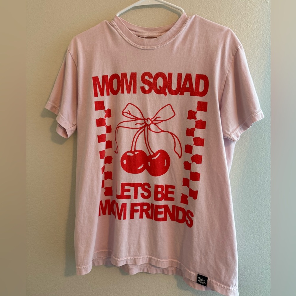 Mom Squad pink cherry graphic oversized T-Shirt